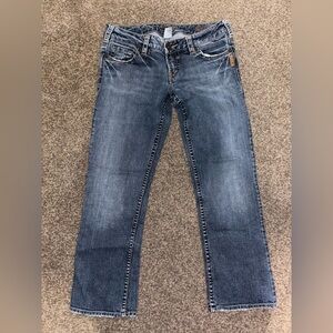 Silver Jeans Women's Straight Jeans Denim Stretch Embroidered Pockets size 28